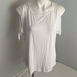 Sanctuary white cold shoulder tie short sleeve t-shirt